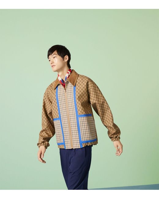 Gucci Brown Reversible Checked Gg Jacket for men