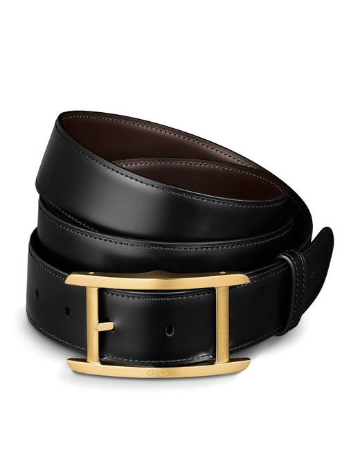 Cartier Black Leather Reversible Tank De Belt for men