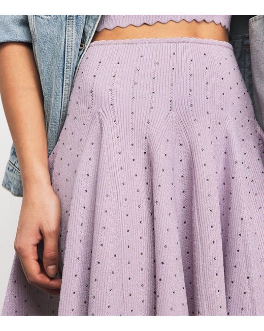 Sandro Purple Knitted Embellished Mini Skirt