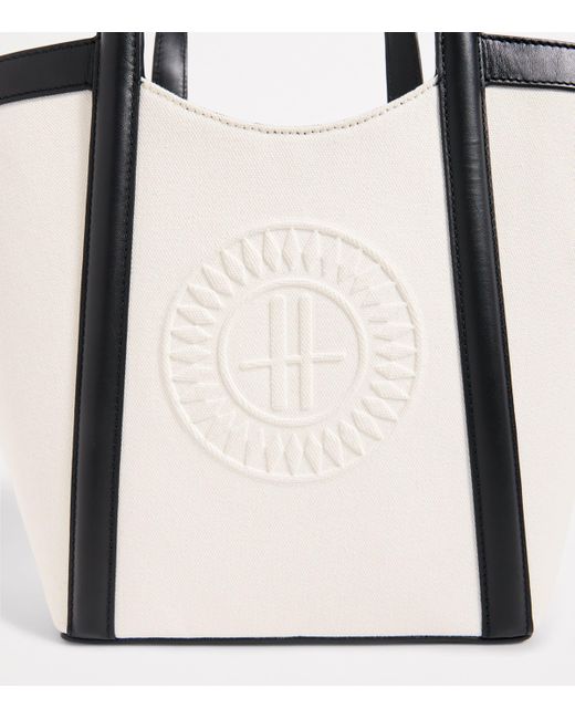 Harrods White Small Canvas-Leather Embossed Tote Bag
