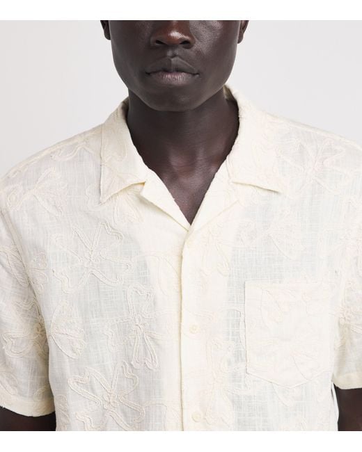 Vince White Embroidered Floral Cabana Shirt for men