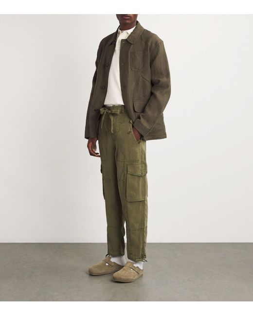 Polo Ralph Lauren Green Linen Herringbone Utility Jacket for men