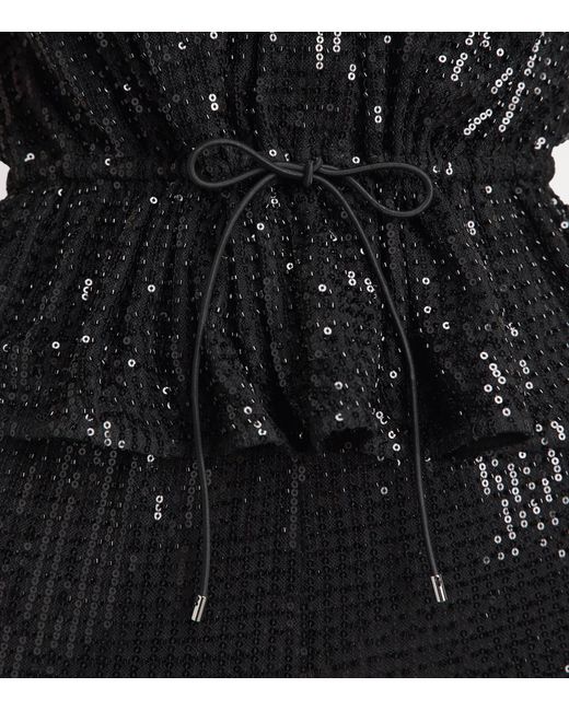 Toccin Black Sequin Drawstring Talon Top