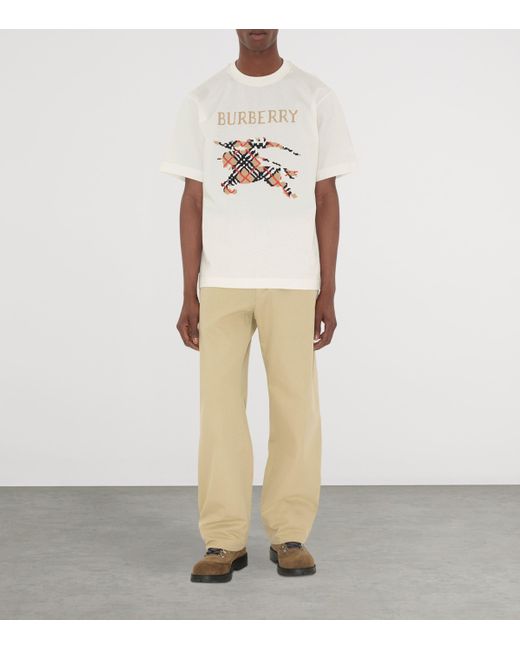 Burberry White Cotton Ekd T-Shirt for men