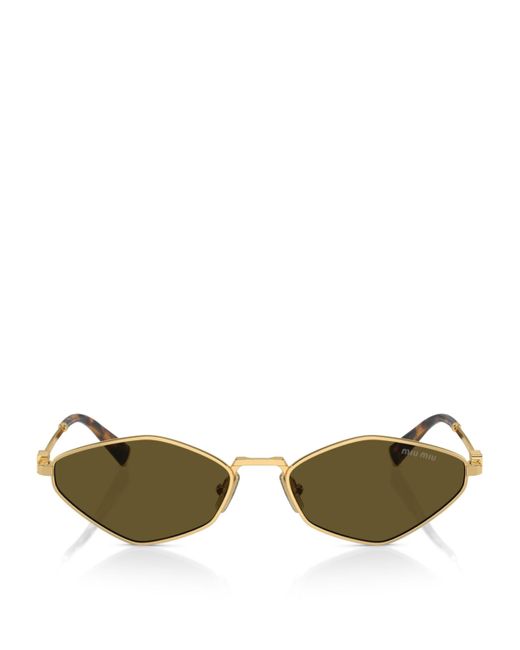 Miu Miu Green Metal Oval Sunglasses