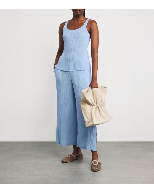 Issey Miyake Blue Hatching Tank Top