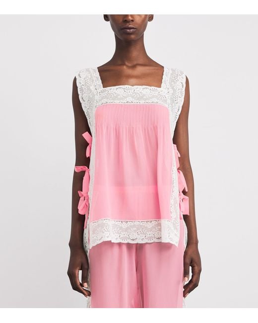 Loretta Caponi Pink Silk Fiocchini Top