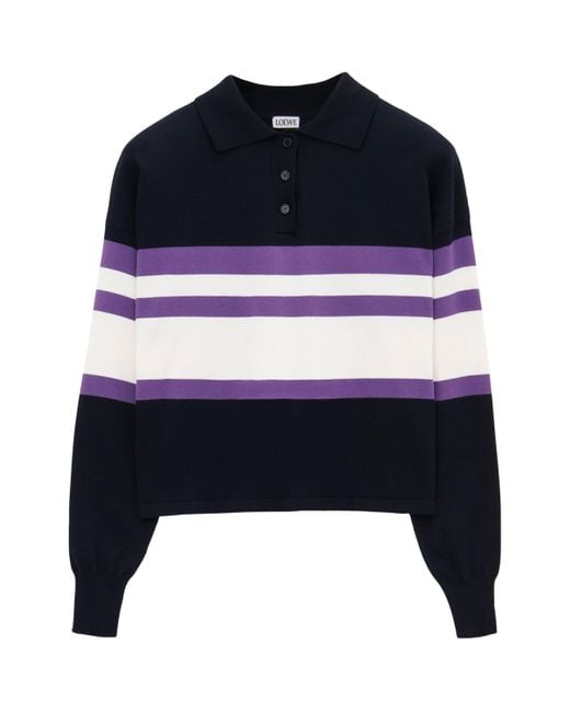 Loewe Blue Cotton Polo Sweater