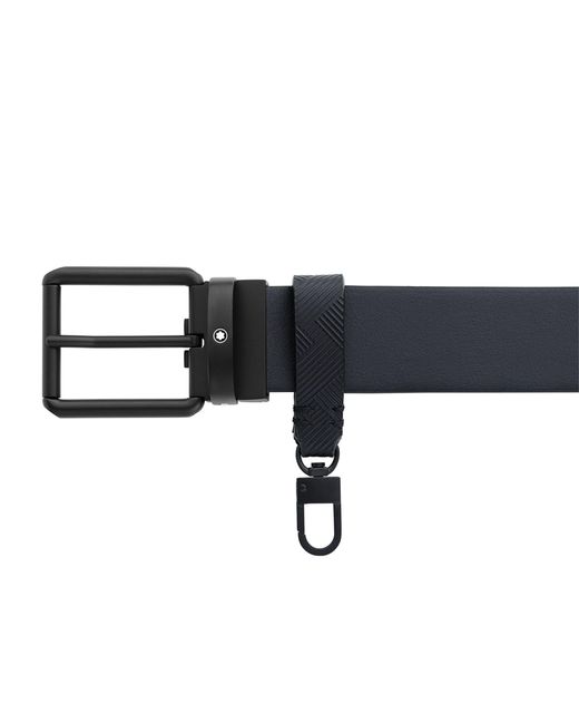 Montblanc Black Leather Patterned Belt for men