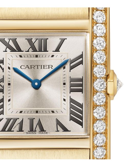 Cartier Metallic Medium And Diamond Tank Française Watch