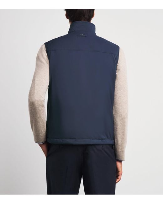 Paul & Shark Blue Padded Reversible Gilet for men