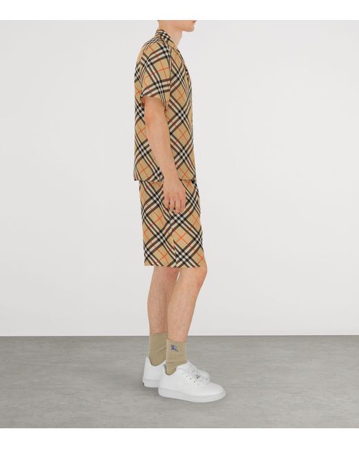 Burberry Gray Oversized Silk Check Shirt for men