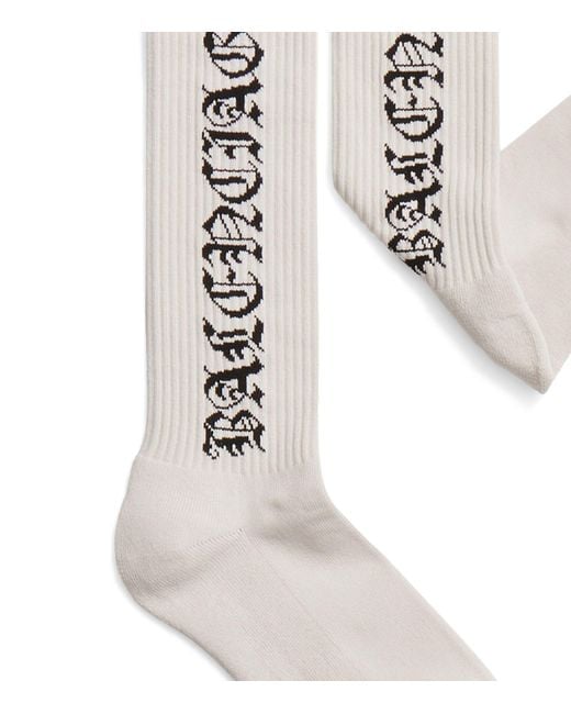 Balenciaga White Gothic Logo Socks