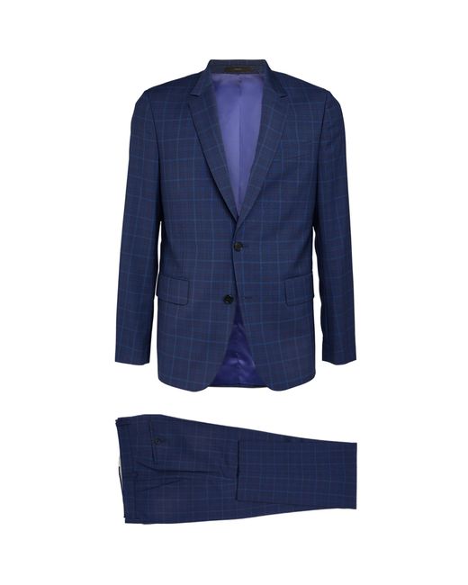 Paul Smith Blue Wool Check Two-piece Suit for men
