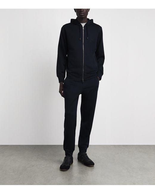 Isaia Blue Logo Zip-Up Hoodie for men
