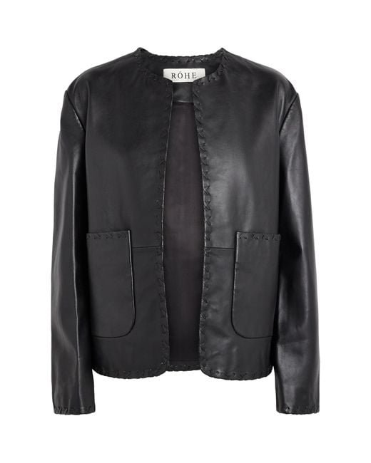 Rohe Black Cross-Stitch Leather Jacket