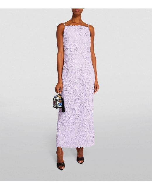 Carolina Herrera Purple Lace Sleeveless Gown
