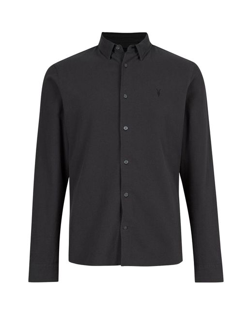 AllSaints Black Lovell Slim Shirt for men