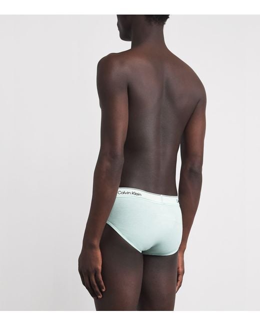 Calvin Klein Green Stretch-Cotton Icon Star Hip Briefs for men