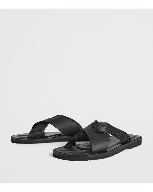Emporio Armani Black Leather Crossover Sandals for men