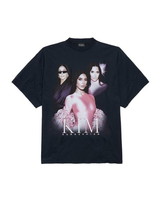 Balenciaga Blue Cotton Kim K Oversized T-Shirt