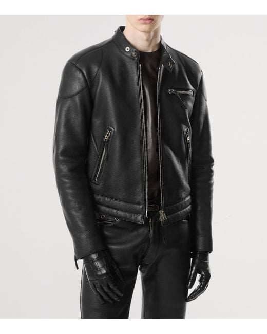 Tom Ford Black Leather Biker Jacket for men