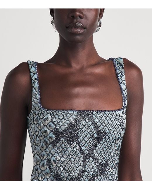 Clio Peppiatt Gray Beaded Medusa Mini Dress