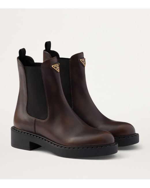 Prada Brown Triangle Chelsea Boots 50