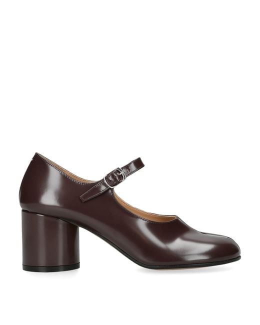Maison Margiela Brown Leather Tabi Mary Jane Pumps 60