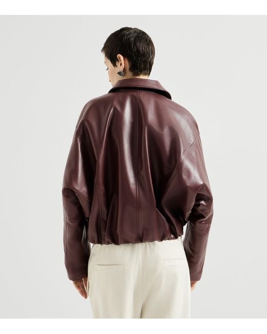 Brunello Cucinelli Purple Nappa Leather Jacket