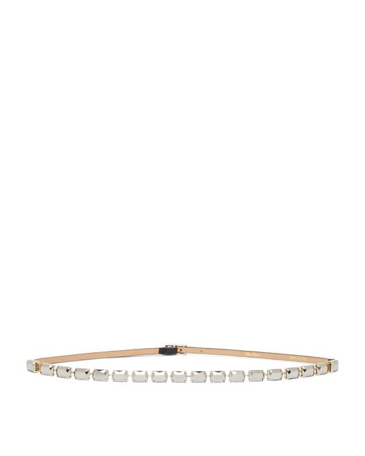 Max Mara White Nappa Leather Jewelled Belt