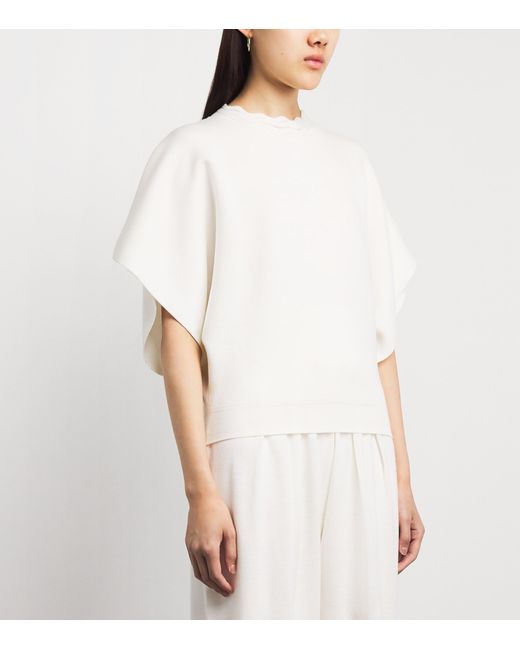Molli White Virgin Wool Scalloped Sweater Top