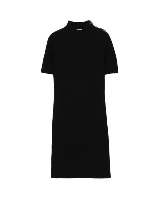 Burberry Black Cashmere-Blend Rib-Knit Midi Dress
