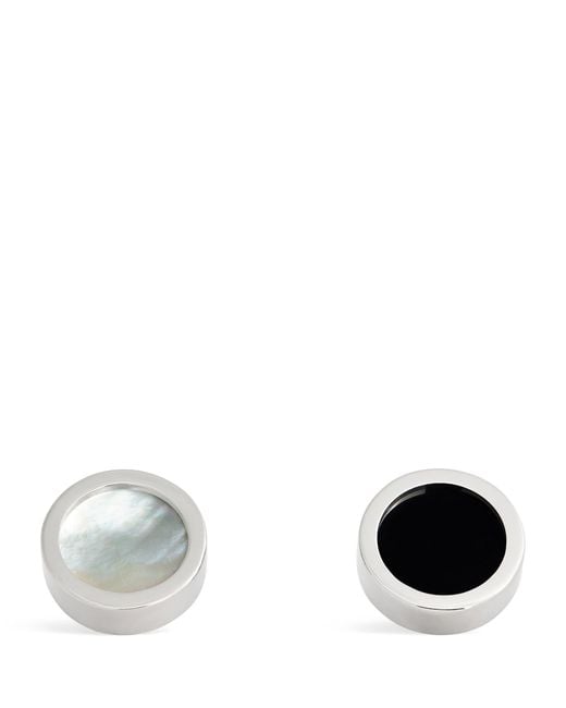 Babette Wasserman White Rhodium-Plated Reversible Disc Cufflinks for men