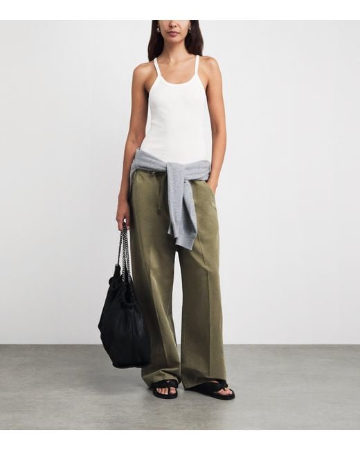 ÉTERNE White Cotton Ribbed Cami Top