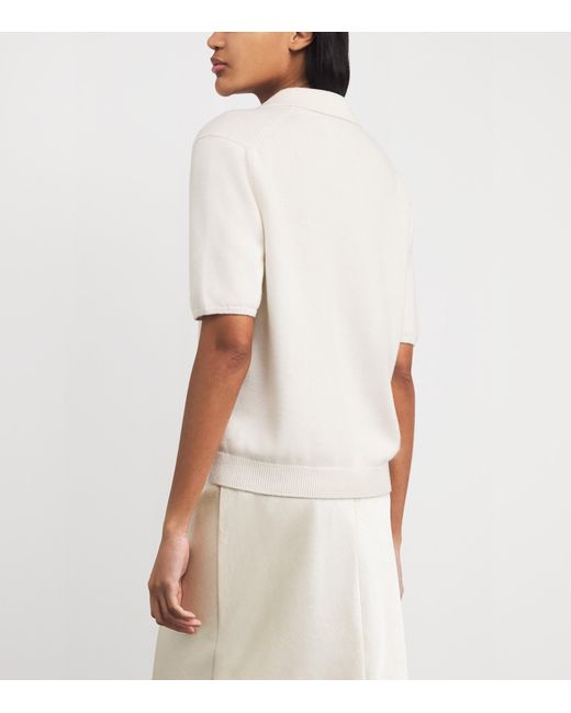 Harrods White Cotton-Cashmere Collared Sweater