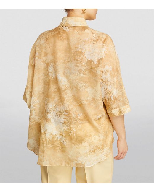 Marina Rinaldi Natural Cotton-silk Botanical Print Shirt