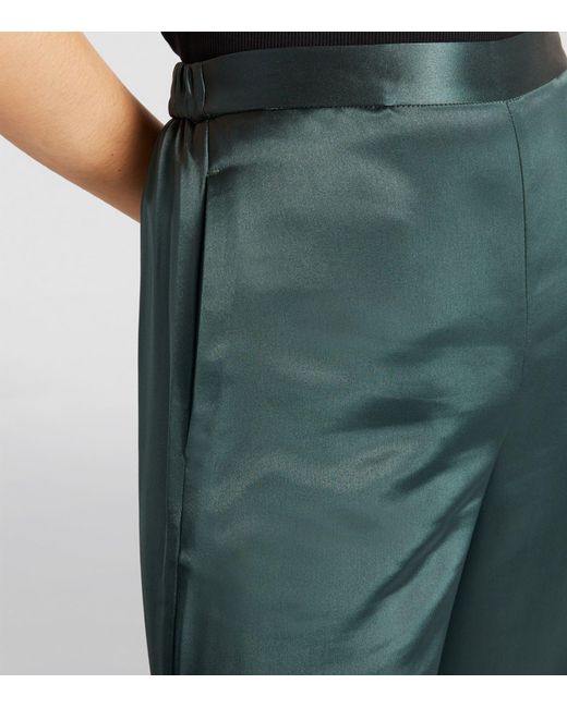 By Malene Birger Green Satin Lucee Flared Trousers