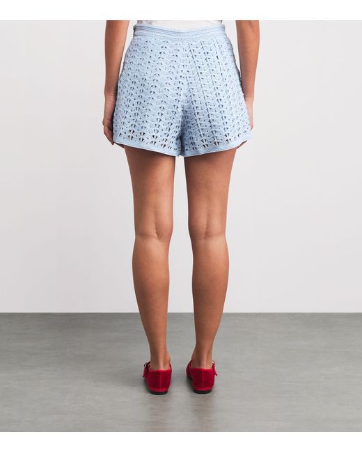 Sandro Blue Embellished Crochet Shorts
