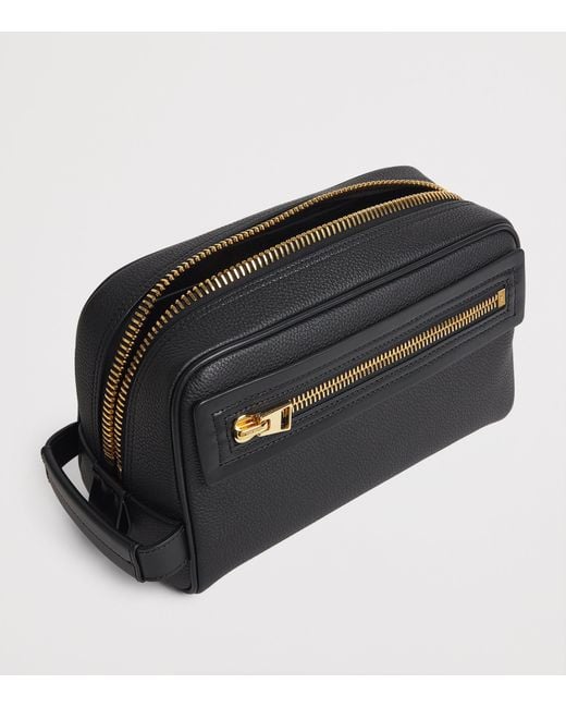 Tom Ford Black Leather Wash Bag for men