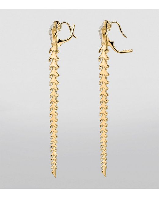 Shaun Leane Metallic Yellow Gold Vermeil And Diamond Serpent's Trace Long Drop Earrings
