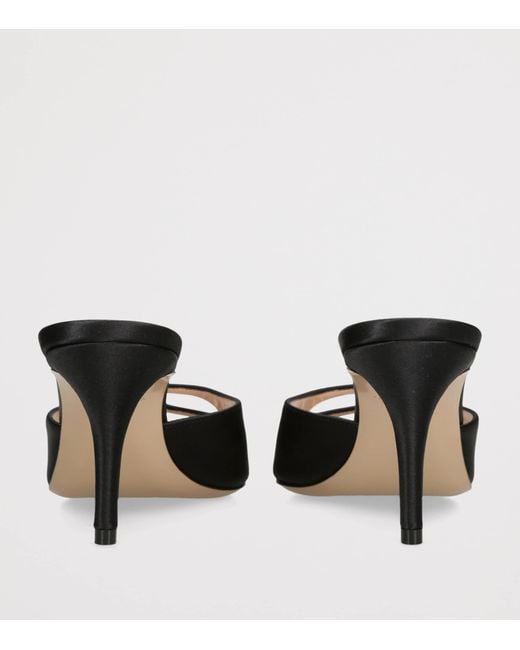 Andrea Wazen Black Satin Carol Heeled Mules 75