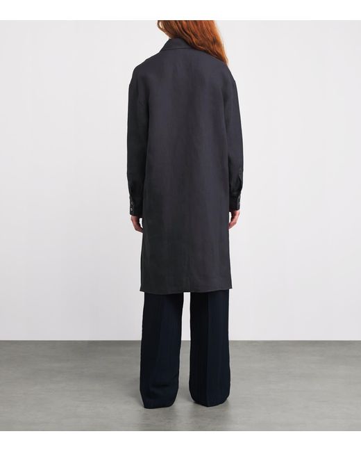 Eleventy Blue Linen Longline Shirt