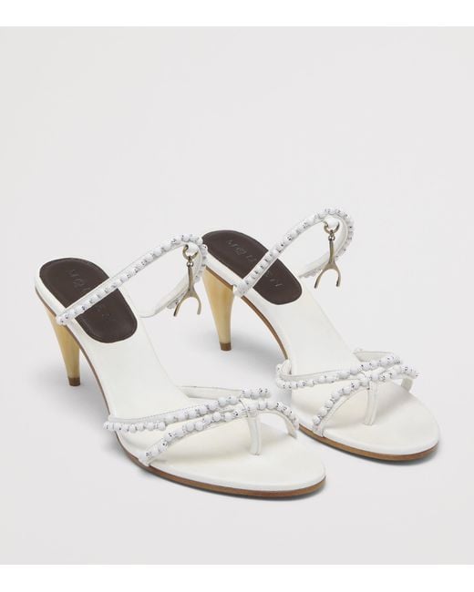 McQueen White Beaded Rosa Heeled Sandals 70