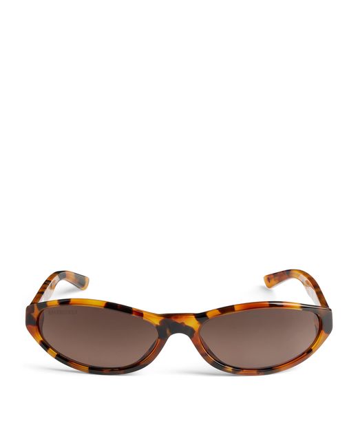 Balenciaga Brown Tortoiseshell Neo Round Sunglasses