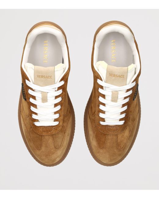 Versace Brown Suede Low-Top Sneakers