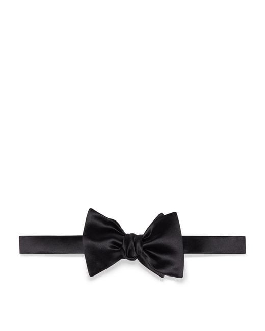 Brunello Cucinelli Black Cotton-Silk Bow Tie for men