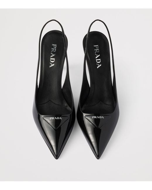 Prada Black Patent Leather Slingback Pumps