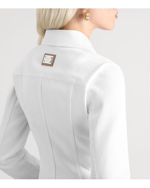 Dolce & Gabbana White Button-Detail Denim Jacket