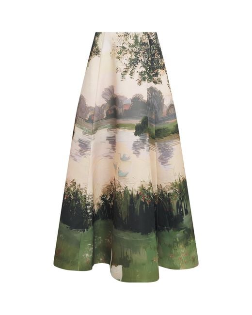 LEO LIN Green Printed Elina Maxi Skirt